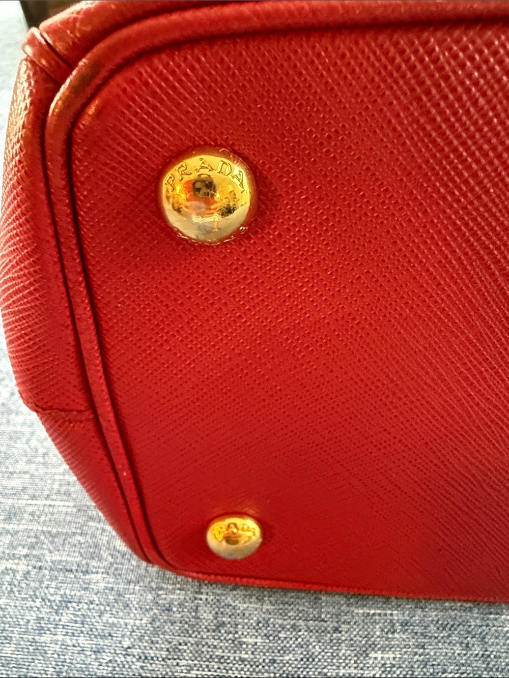 Prada Red Saffiano Leather Top-Handle Satchel with Gold Hardware - Picture 4 of 10